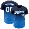 Custom Navy White-Electric Blue 3D Gradient Square Shape Authentic Baseball Jersey