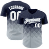 Custom Navy White-Silver 3D Gradient Square Shape Authentic Baseball Jersey