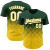 Custom Green White-Yellow 3D Gradient Square Shape Authentic Baseball Jersey