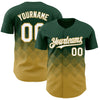 Custom Green White-Old Gold 3D Gradient Square Shape Authentic Baseball Jersey