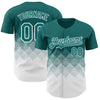 Custom Teal White 3D Gradient Square Shape Authentic Baseball Jersey