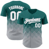 Custom Teal White-Gray 3D Gradient Square Shape Authentic Baseball Jersey