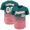 Custom Teal White-Medium Pink 3D Gradient Square Shape Authentic Baseball Jersey