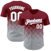 Custom Crimson White-Gray 3D Gradient Square Shape Authentic Baseball Jersey