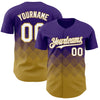 Custom Purple White-Old Gold 3D Gradient Square Shape Authentic Baseball Jersey