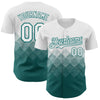Custom White Teal 3D Gradient Square Shape Authentic Baseball Jersey