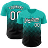 Custom Aqua White-Black 3D Gradient Square Shape Authentic Baseball Jersey