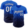 Custom Thunder Blue White-Navy 3D Gradient Square Shape Authentic Baseball Jersey