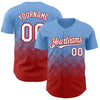 Custom Light Blue White-Red 3D Gradient Square Shape Authentic Baseball Jersey