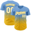Custom Light Blue White-Yellow 3D Gradient Square Shape Authentic Baseball Jersey