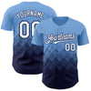 Custom Light Blue White-Navy 3D Gradient Square Shape Authentic Baseball Jersey