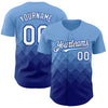 Custom Light Blue White-Royal 3D Gradient Square Shape Authentic Baseball Jersey