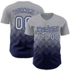 Custom Gray Navy 3D Gradient Square Shape Authentic Baseball Jersey
