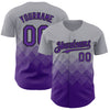 Custom Gray Purple-Black 3D Gradient Square Shape Authentic Baseball Jersey