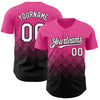 Custom Pink White-Black 3D Gradient Square Shape Authentic Baseball Jersey