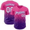 Custom Pink White-Purple 3D Gradient Square Shape Authentic Baseball Jersey