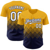 Custom Gold White-Navy 3D Gradient Square Shape Authentic Baseball Jersey