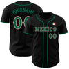Custom Black Kelly Green White-Red 3D Mexico Mexican Flag Authentic Baseball Jersey