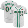Custom White Kelly Green-Red 3D Mexico Mexican Flag Authentic Baseball Jersey