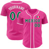 Custom Pink Kelly Green-White 3D Mexico Mexican Flag Authentic Baseball Jersey