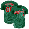 Custom Kelly Green Red-White 3D Mexico Mexican Flag Authentic Baseball Jersey