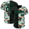Custom Black Kelly Green 3D Pattern Design Pinstripe Tropical Palm Leaves Authentic Baseball Jersey