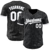Custom Black Gray Pinstripe White 3D Pattern Design Fragment Art Authentic Baseball Jersey