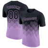 Custom Black Light Purple 3D Pattern Design Gradient Square Shapes Performance T-Shirt