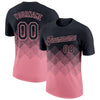 Custom Black Medium Pink 3D Pattern Design Gradient Square Shapes Performance T-Shirt
