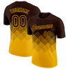 Custom Brown Gold 3D Pattern Design Gradient Square Shapes Performance T-Shirt