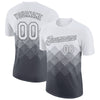 Custom White Steel Gray 3D Pattern Design Gradient Square Shapes Performance T-Shirt