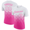 Custom White Pink 3D Pattern Design Gradient Square Shapes Performance T-Shirt