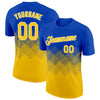 Custom Thunder Blue Yellow-White 3D Pattern Design Gradient Square Shapes Performance T-Shirt