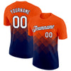 Custom Orange White-Navy 3D Pattern Design Gradient Square Shapes Performance T-Shirt