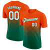 Custom Orange White-Kelly Green 3D Pattern Design Gradient Square Shapes Performance T-Shirt