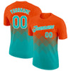 Custom Orange Aqua-White 3D Pattern Design Gradient Square Shapes Performance T-Shirt