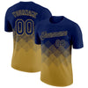 Custom Navy Old Gold 3D Pattern Design Gradient Square Shapes Performance T-Shirt