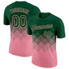 Custom Green Medium Pink 3D Pattern Design Gradient Square Shapes Performance T-Shirt
