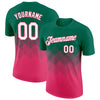 Custom Kelly Green White-Neon Pink 3D Pattern Design Gradient Square Shapes Performance T-Shirt