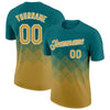 Custom Teal Old Gold-White 3D Pattern Design Gradient Square Shapes Performance T-Shirt