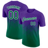 Custom Purple Kelly Green-White 3D Pattern Design Gradient Square Shapes Performance T-Shirt