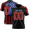 Custom Black Red Royal-White 3D Pattern American Flag Authentic Football Jersey