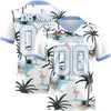 Custom White Light Blue 3D Pattern Hawaii Palm Trees Authentic Football Jersey