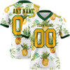 Custom White Gold-Green 3D Pattern Fruit Pineapple Authentic Football Jersey