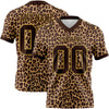 Custom Brown Old Gold 3D Pattern Leopard Print Authentic Football Jersey