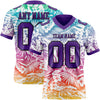 Custom White Purple-Black 3D Pattern Tropical Hawaii Jungle Leaves Authentic Football Jersey