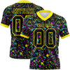 Custom Graffiti Pattern Black-Light Yellow 3D Pattern Splash Authentic Football Jersey