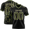 Custom Black Olive-Cream 3D Pattern American Flag Authentic Football Jersey