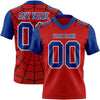 Custom Red Royal-White 3D Pattern Spider Web Authentic Football Jersey