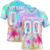 Custom Tie Dye White-Light Blue 3D Pattern Rainbow Authentic Football Jersey